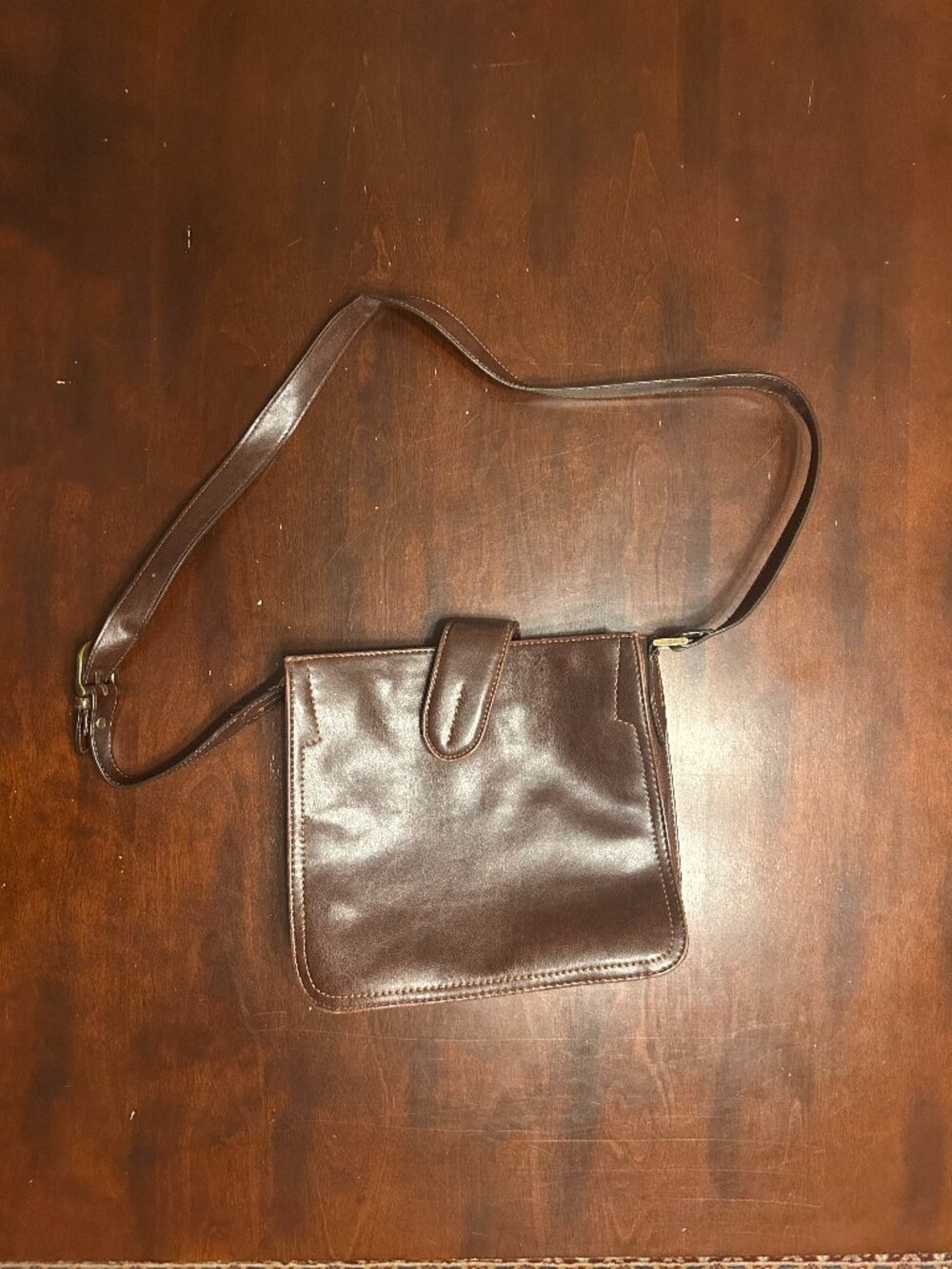 Vintage 90s Relic Brown Faux Leather Crossbody Purse Boho Minimalist Fossil Bag
